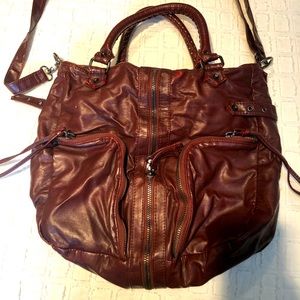 Brown/Burgundy Vegan Leather Bag